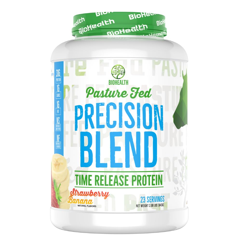 BioHealth Nutrition Precision Blend Strawberry Banana | Time Released Whey Protein Blend | Muscle Building | Recovery | Meal Replacement | 2lb
