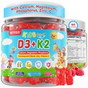 Vitamin D3 K2 Gummies for Kids & Teens + Calcium, Magnesium, Zinc, Phosphorus, C, Kids Multivitamin D3 & K2 Supplement for Bṏne Health, Calcium Absorption, Focus & Immunity, Non GMO, Sugar Free, 60Cts