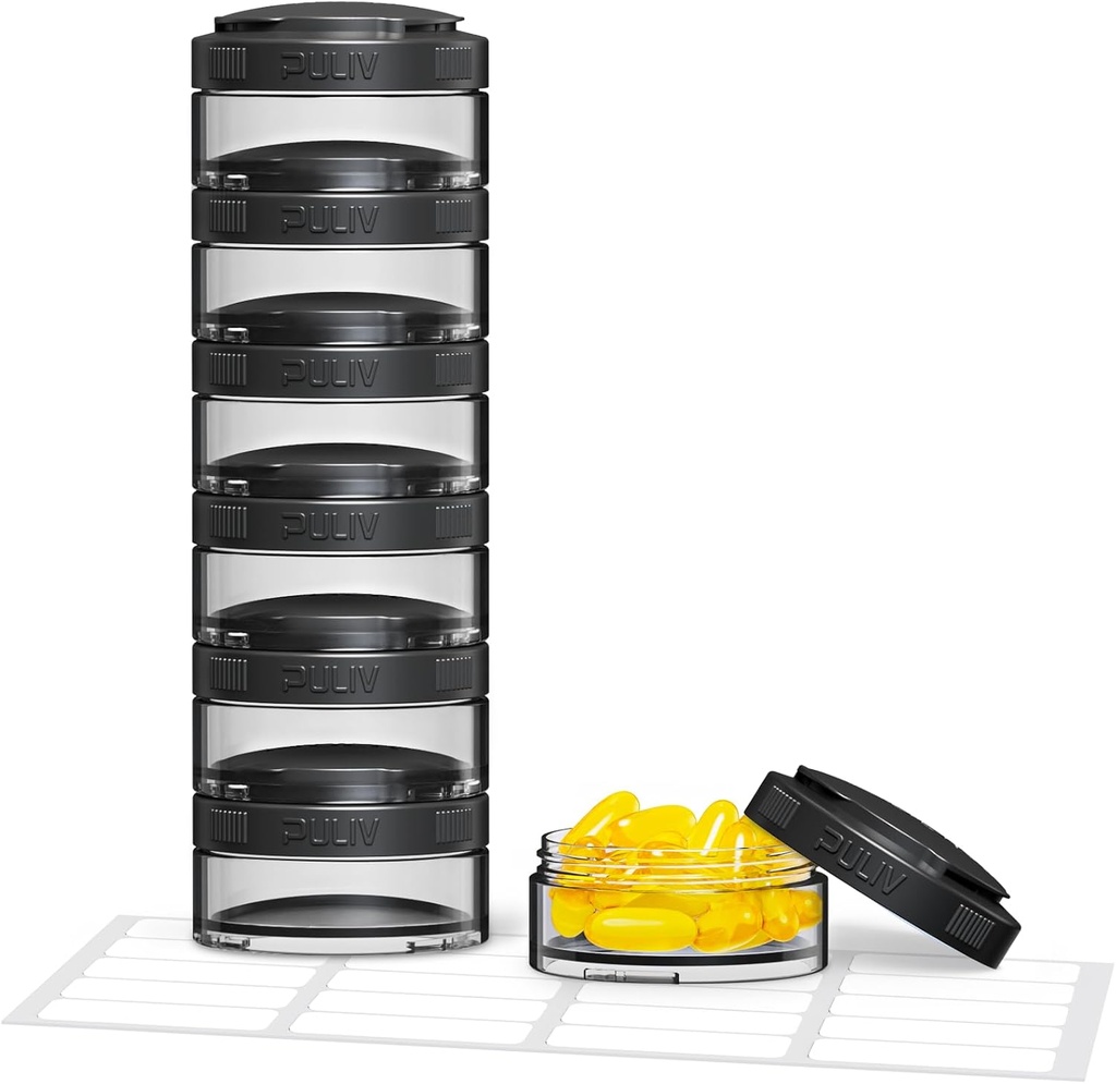 PULIV Flexable Weekly Pill Organizer for Flex Use, Large Travel Pill Box Case 7 Day with WideOpens for Easy Retrieval & fill, Faraday-Free, 20 Manuals, Holds Vitamins, Supplements, Fish Oils