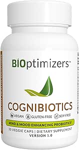 BIOptimizers Cognibiyotiks Probiyotik Beyin Supplement - Helps Support Mood, Better Focus, Memory, mental Clarity - 30 Capsules