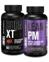 Jacked Factory 7/24 Fat Burner Stack - Burn XT MAX High Performance Fat Burner (90 Capsules) - Lean PM Nighttime Sleep Support for Kilo kaybı ve Appetite Suppression (60 Capsules)