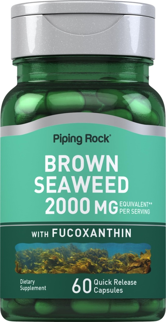 Piping Rock Brown Seaweed Capsules 2000mg | 60 Kont | Fucoxanthin Ekstra | Non-GMO, Gluten Free