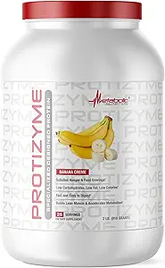 Μεταβολική Διατροφή - Protizyme - Whey Protein Powder, High Protein, Low Carb, Low Fat with Digestive Enzymes, 24 Essential Vitamins and Minerals, Banana Creme, 2 Λίρες