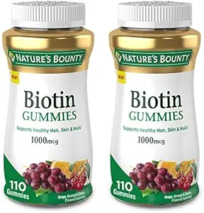 Nature's Bounty Biotin, Vitamin Supplement, Sağlıklı Saçlar, Cilt ve Çiçekler, Meyve Sarvored Gummies, 1000 mcg, 110 Kont
