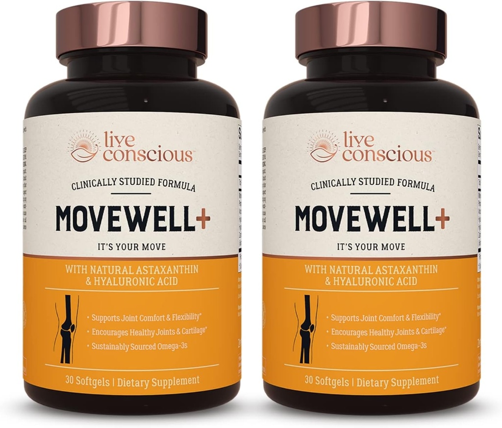 Canlı Bilinçli Ortak Sağlık Supplement - MoveE Antarktika Krill Oil, Natural Astaxanthin ve Hyaluronic Asit | Outperforms Glucosamine (2 Pack)
