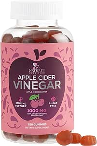 Vegan Apple Cider Vinegar Gummy 1000 mg - Sugar Free ACV Gummies Vitamins Supplement with Vitamin B12 for Energy - Keto Friendly Digestion, Detox, Cleanse Support - Gelatin-Free, Non-GMO - 120 Gummies