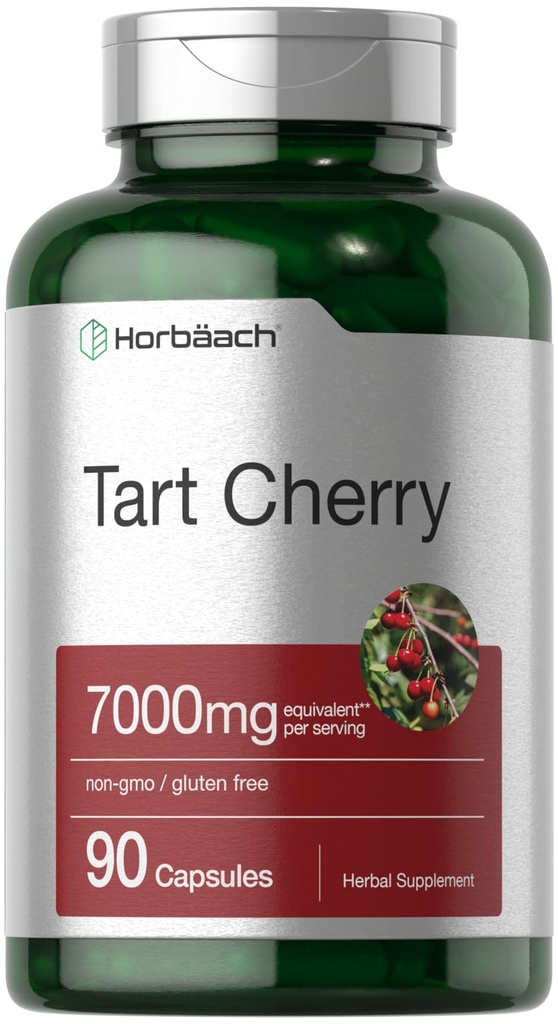Horbäach Tart Cherry Capsules | 90 Pills | Herb Extract Supplement | Non-GMO and Gluten Free Formula