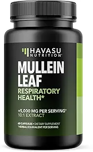 Respiratory Health için Mullein Leaf Capsules - 5000 mg Lung Support ve Immune Function - 60 Kont - Vegan, Non-GMO Capsules - Herbal Supplement for Daily Wellness - 2 Ay Supply