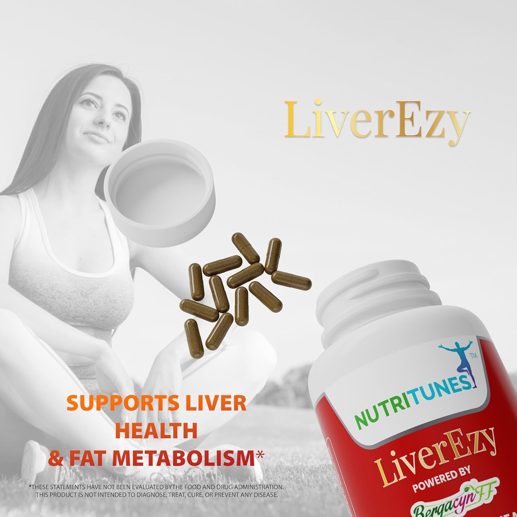Liver Support Supplement-Detox, Cleansing & Lipid Metabolism – Bergacyn FF (Bergamot & Artichoke) – 30 LiverEzy Vegan Capsules
