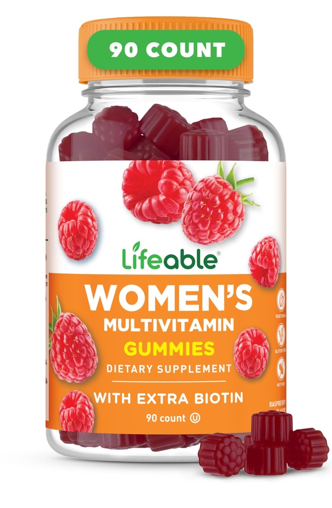 Lifeable Womens Multivitamin Gummy | with Vitamin A, C, D, E, Niacin, B6, Folate, B12, Biotin, Pantothenic Acid, Iodine, çinko | Great Tasting Multivitamin for Women Gummies | 90 Gummies
