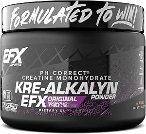 EFX Sports Kre-Alkalyn EFX Toz | pH Doğru Kreatine Monohidrat Toz Supplement | Güçlü, Kas Büyüme ve Performans | 55 Hizmet (Mango)