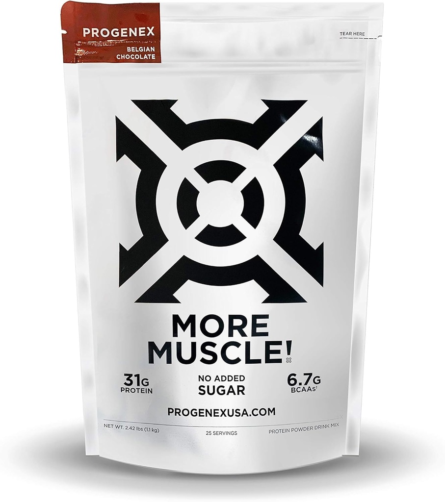 Progenex® More Muscle | Nodrew Sugar, Hydrolyzed Whey proteini Isolate Toz | Natural Lean Muscle Winer. Best Tasting Low Carb Protein Shake for Women & Men. 25 Servisler (Belgian Chocolate)