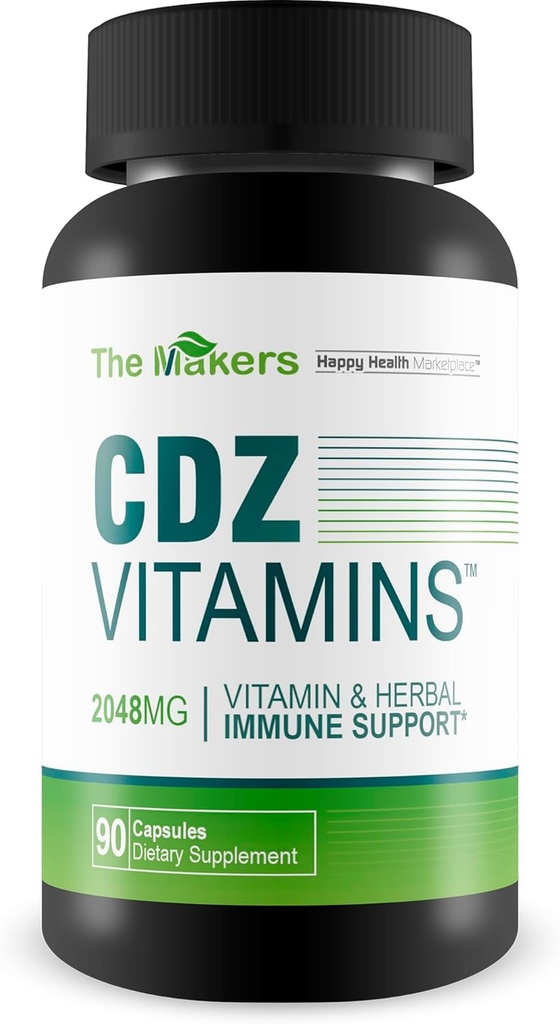 The Makers CDZ Vitamins - Το καλύτερο συμπλήρωμα υγείας μας - Βιταμίνη C D ψευδάργυρος & βότανα - Συμπληρώματα υγείας πλήρους σώματος - Cdz συμπλήρωμα βιταμίνης C D και ψευδάργυρος - Συνολική υποστήριξη υγείας - Συμπληρώματα πλήρους σώματος