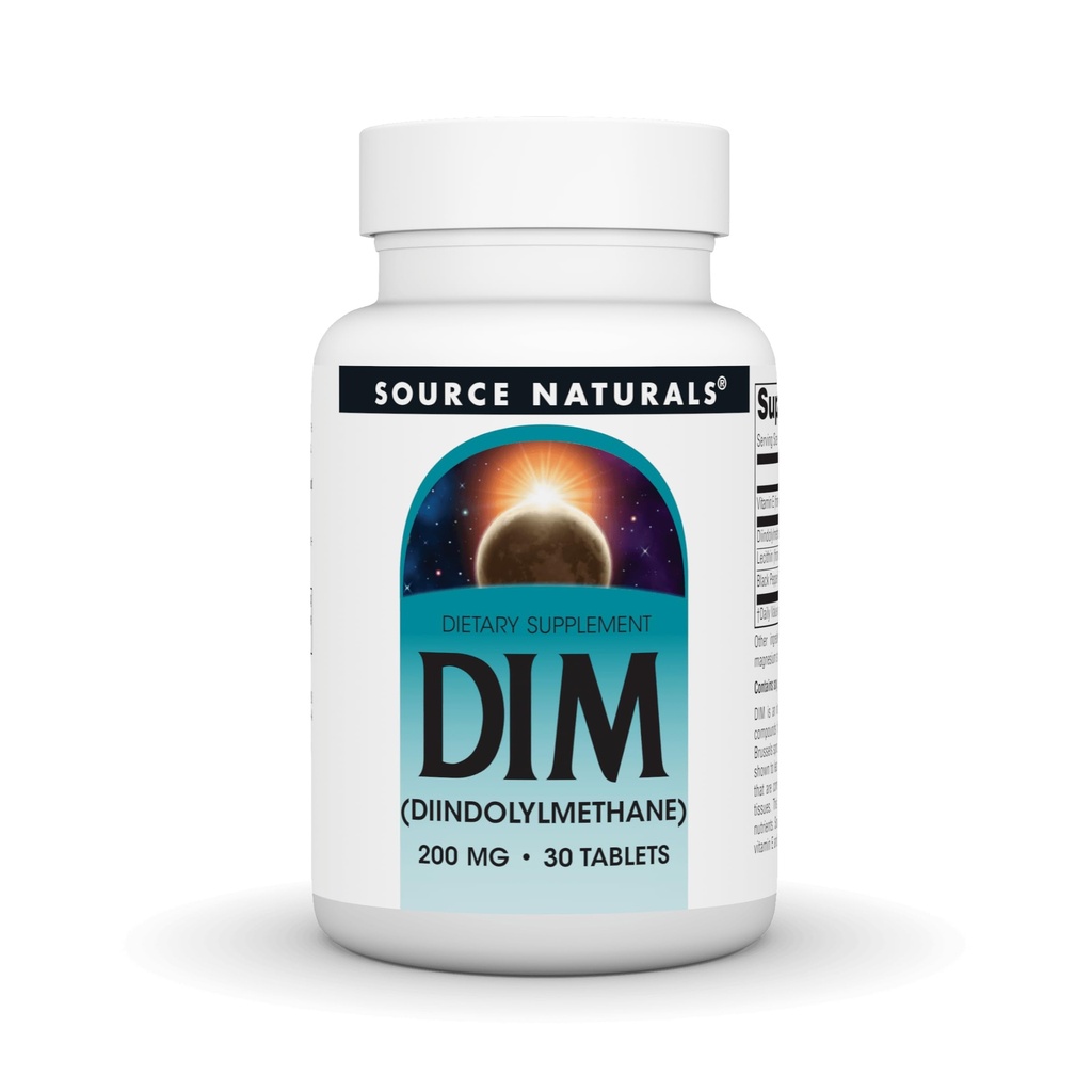 Source Naturals DIM, Diindolylmethane 200mg με BioPerine, Vitamin E & More - 30 δισκία