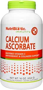 NutriBiotic - Calcium Ascorbate Vitamin C Powder, 16 Oz | Essential Antioxidant & Collagen Supplement Buffered with Calcium | Non-Acidic & Easier on Digestion Than Ascorbic Acid | Gluten & GMO Free