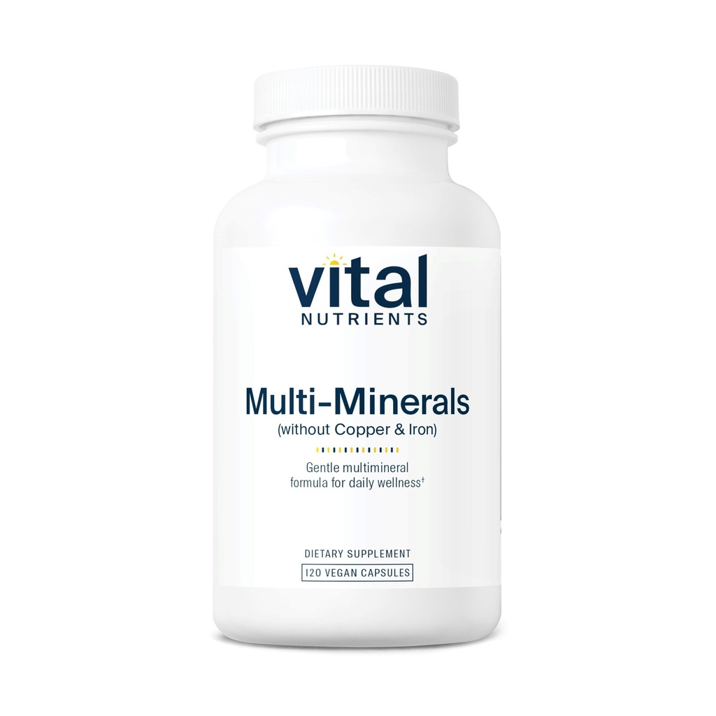 Vital Nutrients Multi-Minerals - Citrate/Malate Formula (No Copper or Iron) - Vegan Daily Multimineral - Gluten, Dairy, Soy Free - Non-GMO - 120 Capsules