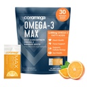 Coromega MAX 2400 mg Omega-3 Fish Oil + Vitamin D Squeeze Packets, Wild-Caught, No Fishy Taste - 3X Better Abxia Than Softgels, Supports Brain & Heart Health (30 hizmet, Citrus Burst)
