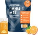 Coromega MAX 2400mg Ωμέγα-3 Fish Oil + Βιταμίνη D Squeeze Packets, Wild-Caught, No Fishy Taste - 3X Καλύτερη Απορρόφηση από Softgels, Υποστηρίζει την υγεία του εγκεφάλου και της καρδιάς (30 εξυπηρετούν, Citrus Burst)