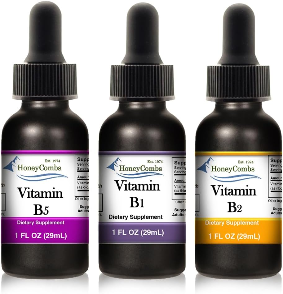 HoneyCombs Liquid Drops 1oz Her Kurtarılan 10% - Vitamin B5 (Pantothenic Acid) + Vitamin B2 (Riboflavin) + Vitamin B1 (Thiamine)