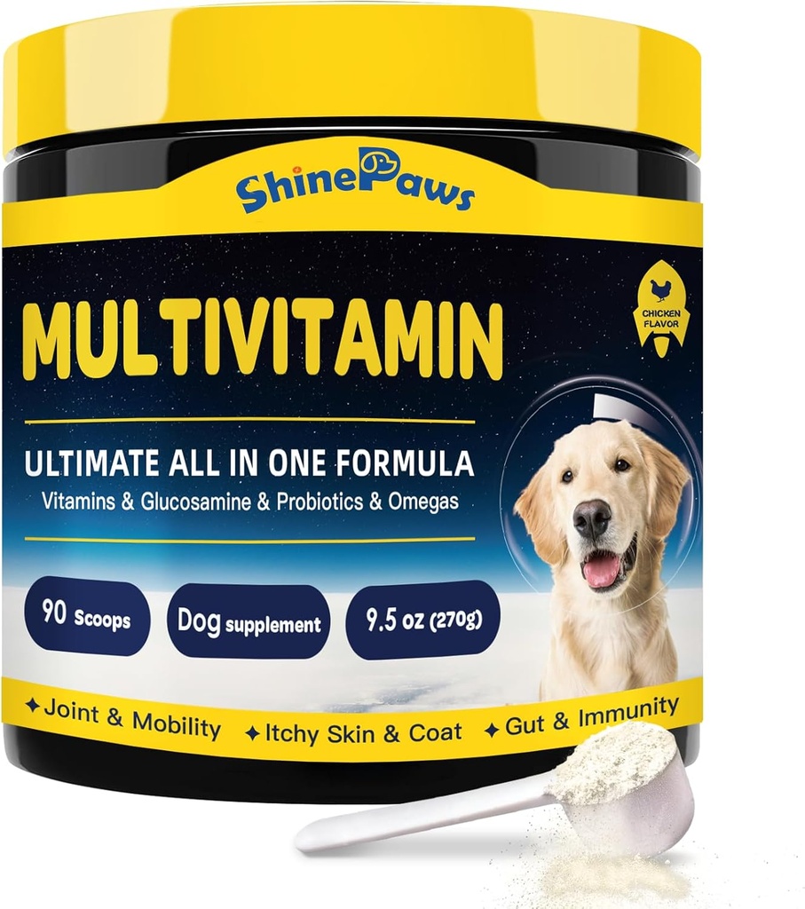 Köpek Vitaminleri, Köpek Multivitamin Tozu, Probiyotiks, Glucosamine, Omega 3, Support Gut, Joint & Mobility, Itch Skin & Coat, Minerals & Antioksi for Immune Health, Daily Essential Dog Supplements