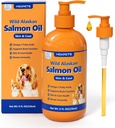 Wild Alaskan Salmon Oil for Dogs & Cats, Fish Oil Omega 3 Supplements with EPA & DHA for Skin & Coat, Immune, Brain, Joint and Heart Health, Dog & Cat Oil Supplements with Pump- 8 oz