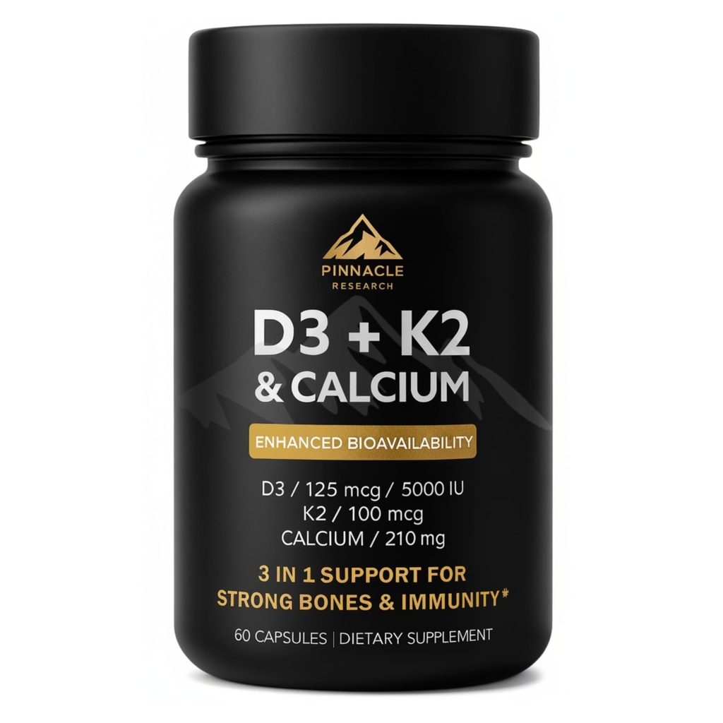 Vitamin D3 K2 Calcium - Bone Heart Muscle Support 5000 IU