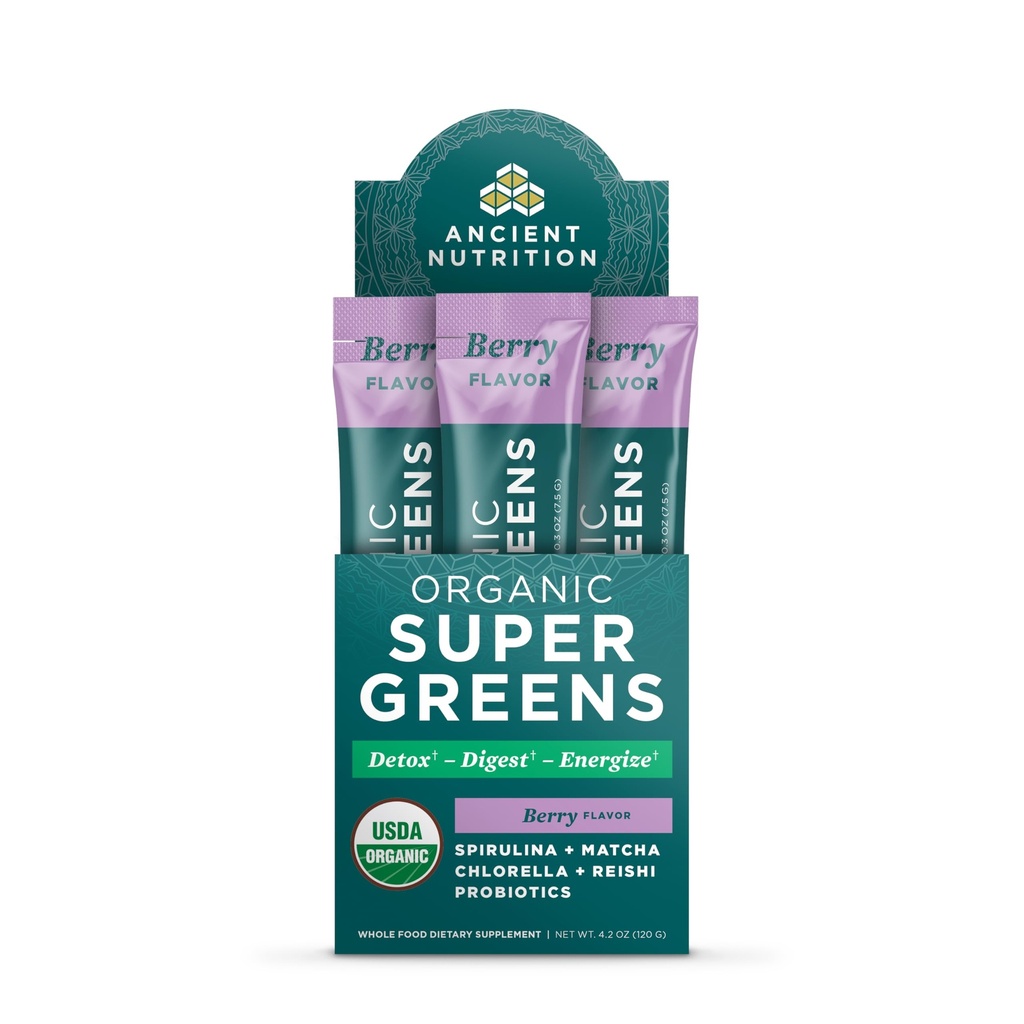 Eski Beslenme SuperGreens Toz Probiyotiks, Organik Berry Flavor Yeşiller, Gerçek Meyvelerden, Sebzelerden ve Herbs'tan Yapıldı, Digestive and Energy Support, 16 Stick Packs, 4.2oz