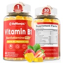 B1 Vitamin Gummies | Benfotimin 500 mg B6 B9 B12 & Magnezyum for Nerve Health, Energy & Metabolism Support | Sugar Free, Non GMO, Vegan, 60 Counts