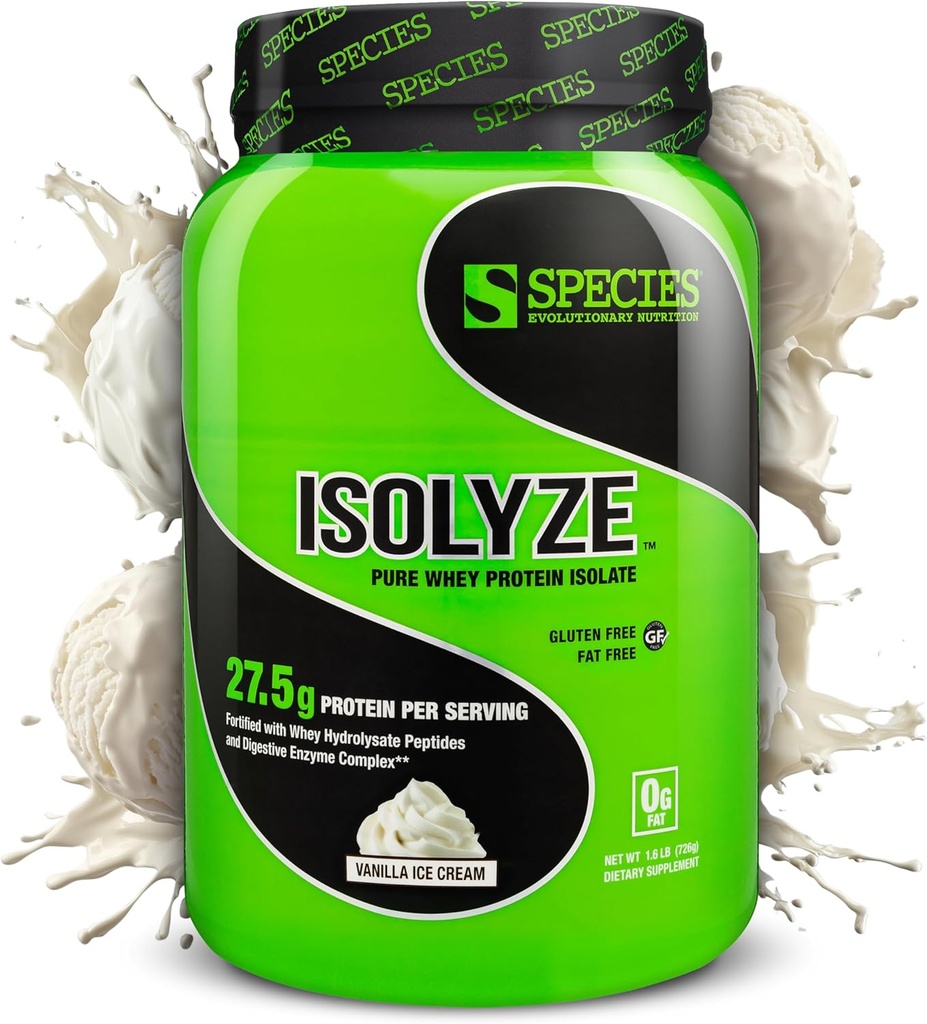 Tür Beslenme Isolyze Whey Protein Tozu, 100 Whey Isolate for Muscle Building, 27.5g Protein Per Scoop, No Sugar & Low Fat (Vanilla Ice Cream, 22 Hizmet)