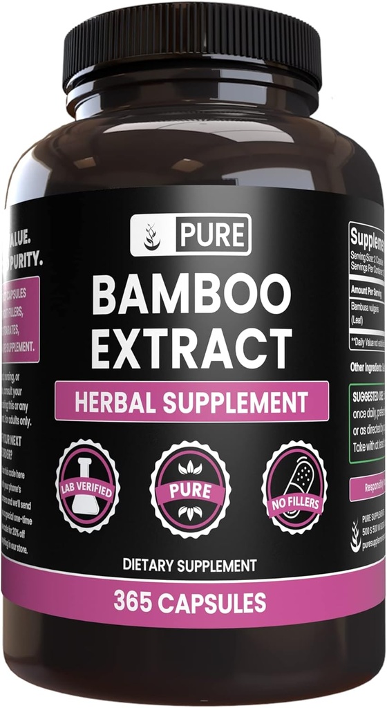 PURE ORIGINAL INGREDIENTS Bamboo Ekstraksiyon (365 Capsules) Magnezyum Or Rice Fillers, Always Pure, Lab TY