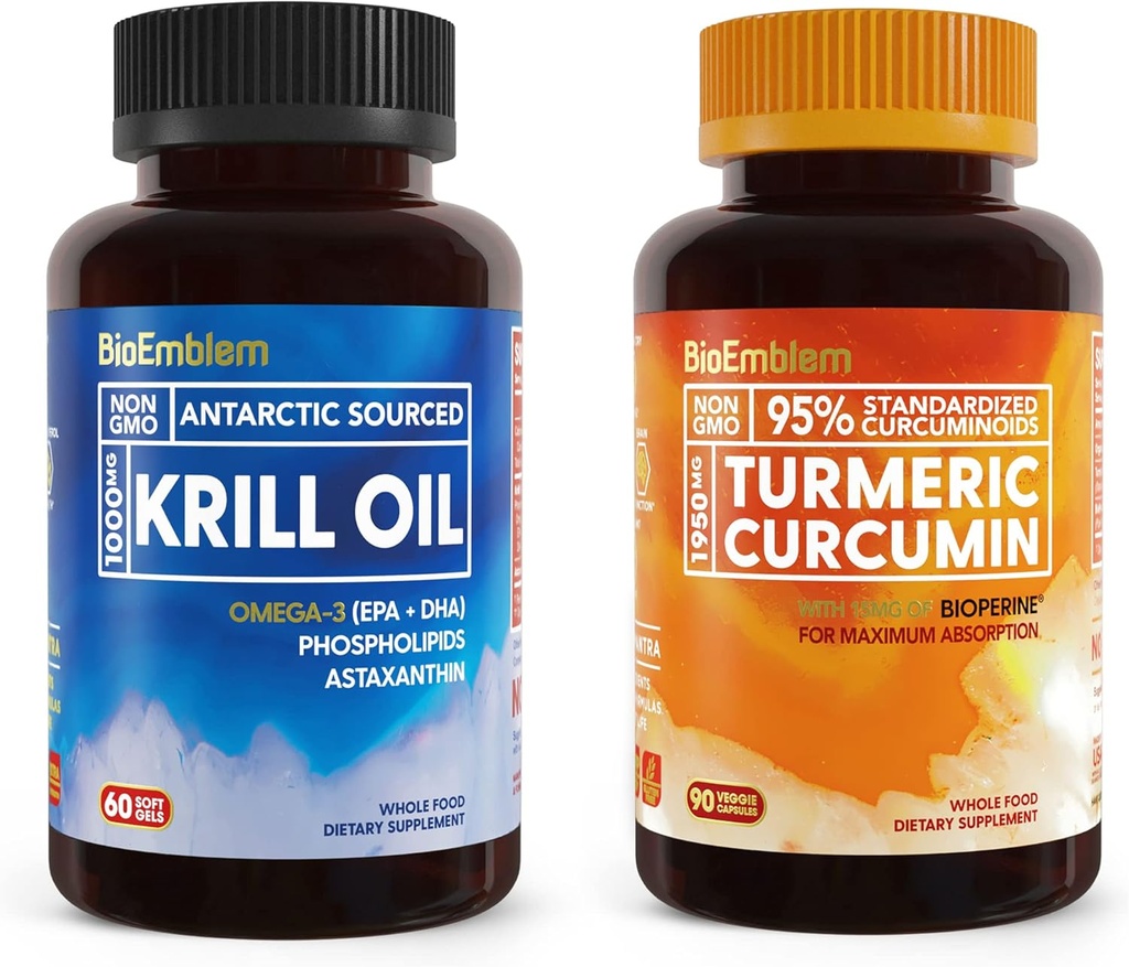 BioEmblem Ανταρκτική Krill συμπλήρωμα Oil Turmeric Curcumin συμπλήρωμα με BioPerine