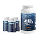 KORREXIKO Marine Collagen Supplement Pills & Toz Paket 3 Ay Supply - 10.000 mg Double Hydrolyzed Collagen Toz 1kg & 1800 mg Collagen 360 360 Capsules - Saç için, Skin & Nails