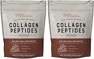 Live Conscious Collagen Peptides Toz - Chocolate Collagen Toz - Saç, Skin, Nail ve Ortak Destek - Tip I & III Grass-Fed Collagen Supplements for Women and Men (2-Pack)
