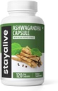 STAY ALIVE Ashwagandha με Black Pepper, 10:1 Extract, 120 χάπια, 100% καθαρή σκόνη ρίζας, κάψουλες πρόσθετης αντοχής, μη γλουτένη και χωρίς Ashwagandha συμπληρώματα για γυναίκες και άνδρες