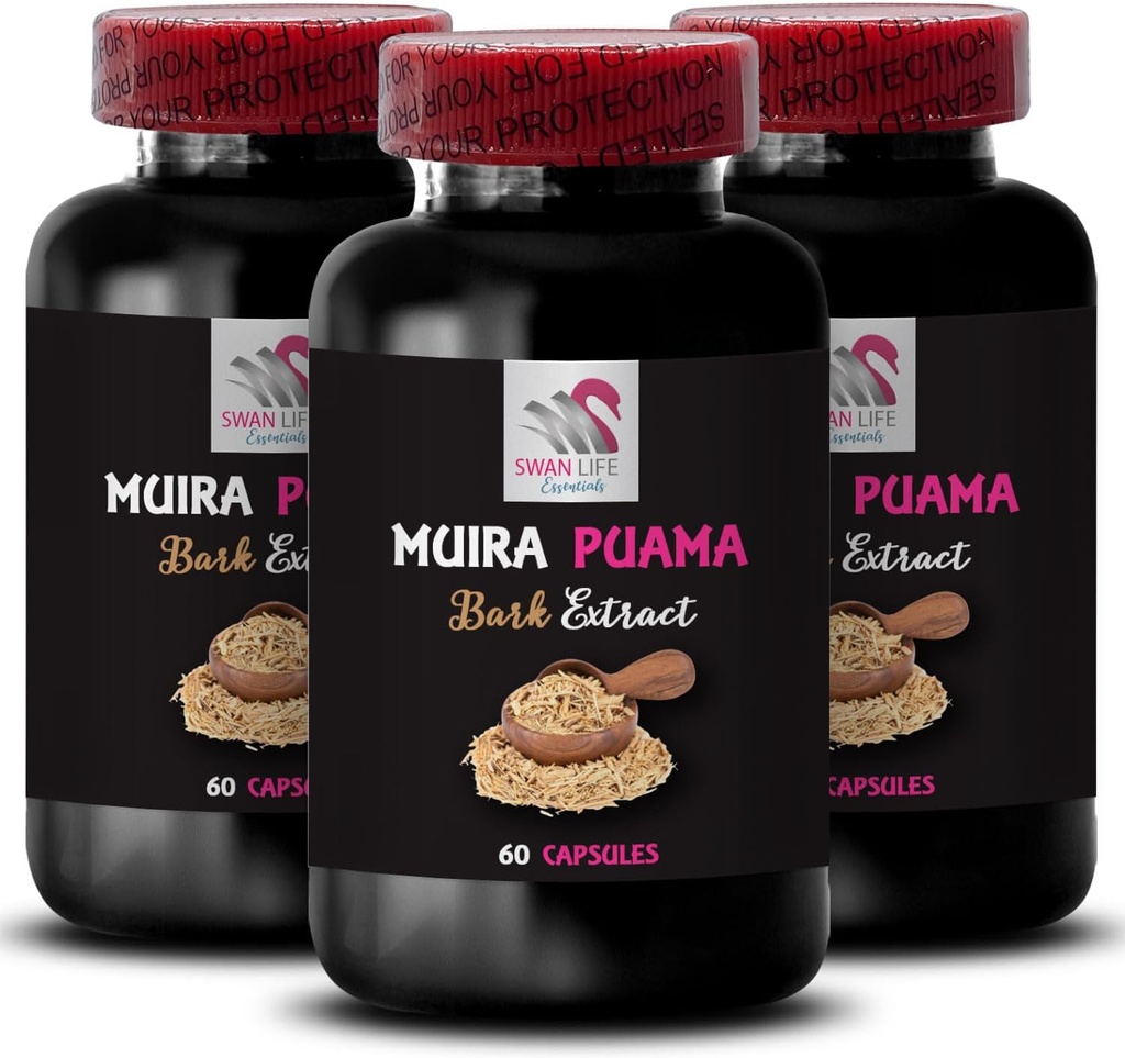Ισορροπημένη ενίσχυση ενέργειας - MUIRA PUAMA BARK EXTRACT - βοτανική υποστήριξη, Δυναμική ανύψωση, καθημερινή πηγή ενέργειας, Βοτανική ενίσχυση, Focus Power, Plant Synergy, Καθημερινή επαναφόρτιση 3 μπουκάλια 180 κάψουλες