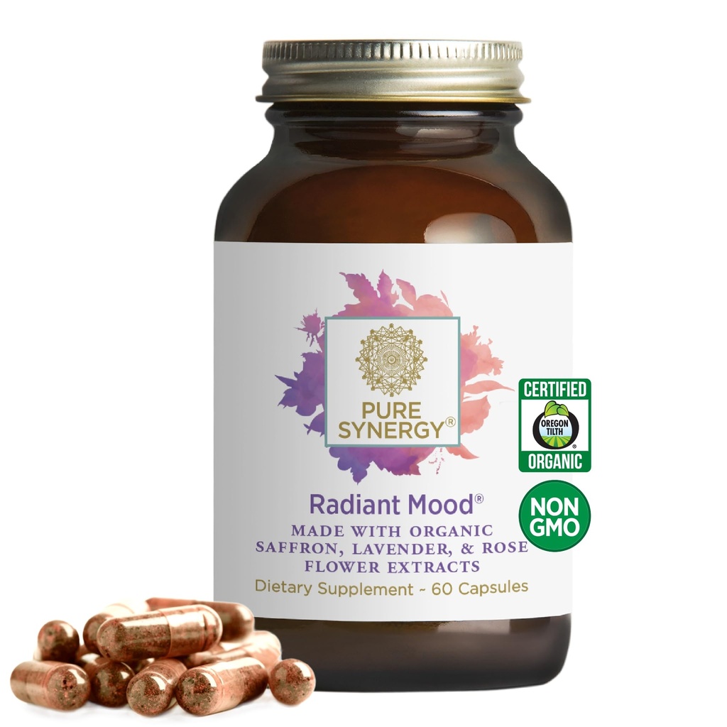 Pure SynergyZYt Mood | Natural Mood ve Sleep Supplement with Organic Saffron | Saffron, Lemon Balm ve Magnolia Bark | Uyku için ve Stres Desteği (60 Capsules)