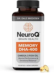 LifeSeasons NeuroQ Memory DHA-400 - Omega-3 Fish Oil Supplement - Mental Performance & Balance - Supports Neuro Brain Health - Protects Against Memory Loss & Improves Focus - 120 Softgels