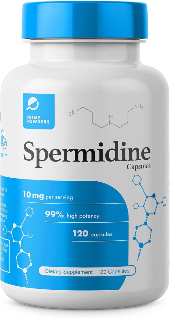 Spermidine Capsules Gluten Free% 99 Concentration 100x More Potent Than Buğday Germ Extract for Anti-Aging DNA Telomere Support
