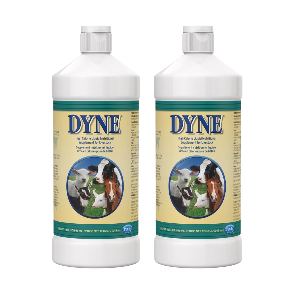 PetAg Dyne High Calorie Liquid Beslenme Supplement for Livestock - 32 oz - Eklenmiş Vitaminler - Alt ağırlık için Mükemmel, Stresli veya Hayvanları Yeniden Keşfedin