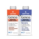 Genexa Daytime Βήχας & Συμφόρηση + Nighttime Σοβαρό κρύο & flu Combo Πακέτο, Βαφή Δωρεάν, 0% Τεχνητές Πρόσθετες, Υγρό Multi-Συμπτώματα Βήχας, Ψυχρό, & Γρίπη, Βιολογικό άρωμα βατόμουρο, 12 fl oz (2 Pack)