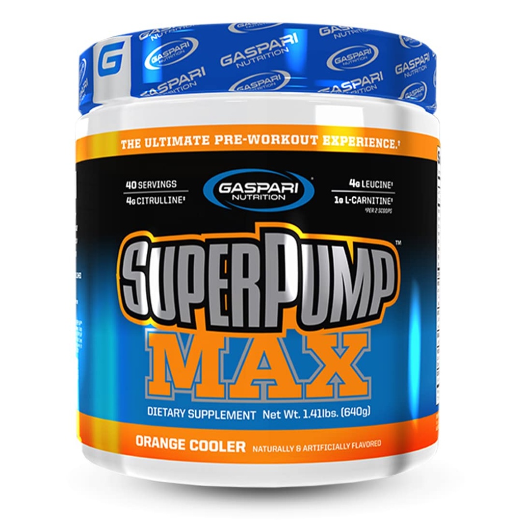 Gaspari Beslenme SuperPump MAX, The Ultimate Pre Workout Toz, Sustained Energy Preworkout, Nitrik Oksit, Muscle growth, Recovery & Replenishes Electrolytes (40 hizmet, Orange Cool)