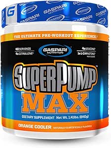 Gaspari Nutrition SuperPump MAX, Το Ultimate Preworkout σκόνη, Παρατεταμένη Energy Preworkout, Nitric Oxide Booster, μυϊκή ανάπτυξη, ανάκτηση & επαναπληρώνει Ηλεκτρολύτες (40 Service, Orange Cooler)