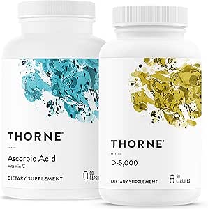 THORNE - Immune & Wellness Support Sche - Asorbici & Vitamin D-5000 - Antioksi & Immune Function - 60 Servisler & Sağlık Destek Kataloğu - Asorbik Asit & Vitamin D-5000 - Antioksi & Immune Function - 60 Servisler
