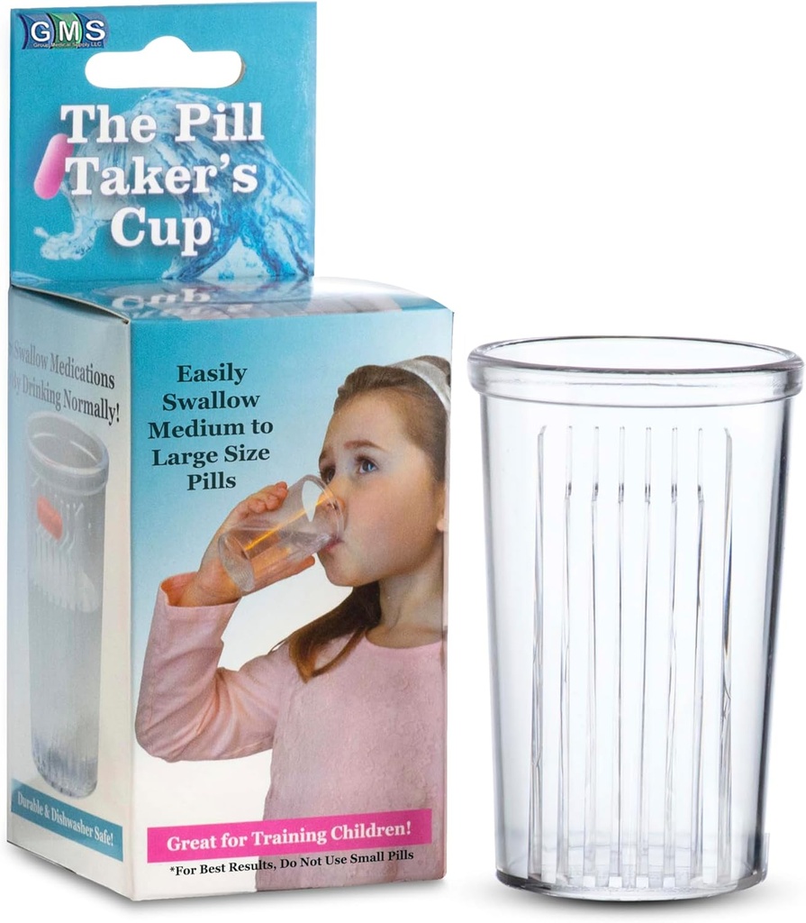 Pill Taker Cup - Büyük Tabletler ve Pills Kolay Büyük - Sadece Su ile birlikte İçilir - Çocuklar için Küçük Boyutlu Kupası İdeal, Yetişkinler & Seniors