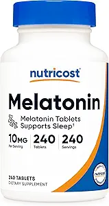 Nutricost Melatonin 10 mg, 240 Tablet - 10 mg Arada, Non-GMO, Gluten Free