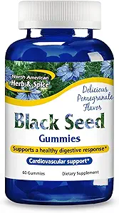NORTH AMERICAN HERB & SPICE Black Tohum Gummies, Pomegranate Flavor - 60 Gummies - Cardiovascular & Digestive Support - Non-GMO - 30 Hizmet