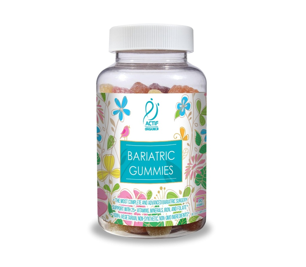 ACTIF Organic Bariatric Gummies with 25+ Organic Vitamins and Minerals for Bariatric Surgery, Advanced Formula - 90 Count