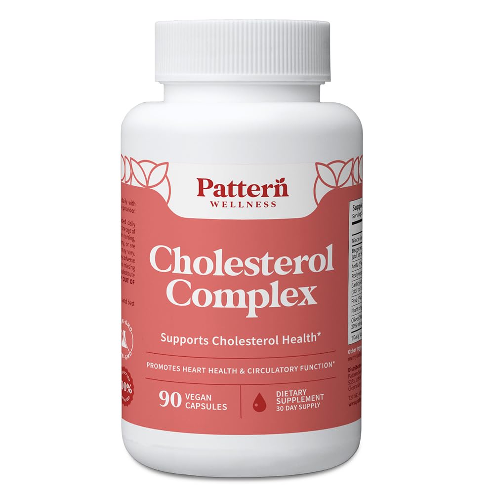 Pattern Wellness Cholesterol Complex Supplement - All-Φυσική εξισορρόπηση Φόρμουλα - Boost Γενική ευεξία - 3rd Party Lab Tested - 90 Vegan Κάψουλες