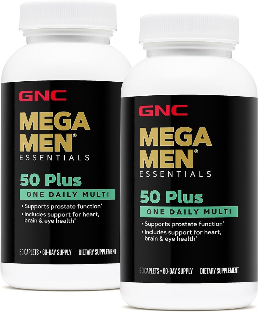 GNC Mega Erkekler 50 Plus Bir Günlük Multivitamin, Twin Pack, Şişe, Destekler Kalp, Beyin ve Göz Sağlığı