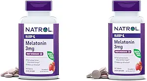 Natrol Μελατονίνη 3mg Φράουλα ταχείας διάλυσης 150 δισκία 150 ημέρα προμήθεια & 90 δισκία 90 ημέρα προσφορά βοήθεια ύπνου
